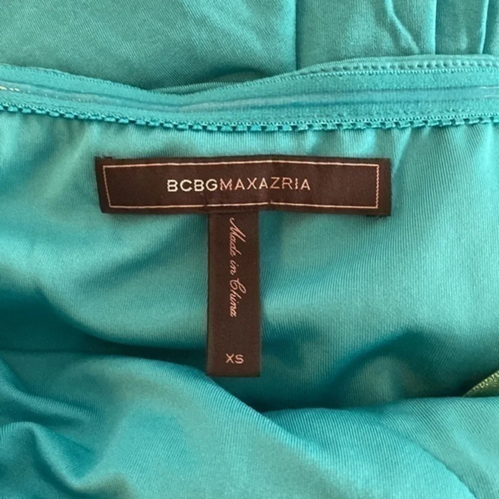 BCBGMaxazria Helyn Blue Jade gathered halter bodycon dress